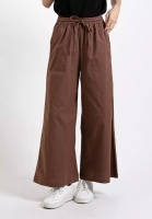 FOREST Forest Ladies Stretchable Cotton Linen Elastic Waist Wide Leg Pants Women Long Pants | Palazzo - 810473-11Brown