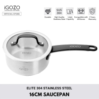 Bestselling iGOZO Elite 304 Stainless Steel Saucepan Pot Milk Pot SUS304 (16cm) + Glass Lid