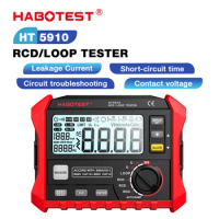 HABOTEST HT5910 Digital Resistance Meter Leakage Switch Tester 4.7 inch LCD RCD/Loop Tester 1000 Data Storage Voltmeter
