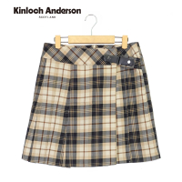 【Kinloch Anderson】皮革抽褶格紋短裙 金安德森女裝(KA0375406)