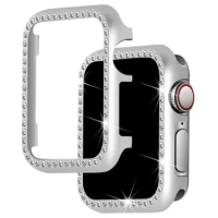 Diamond Case For Apple Watch Series 9 8 7 41mm 45mm Metal Bumper Cover For iWatch 9 8 6 SE 40mm 44mm Ultra-thin Frame Protective