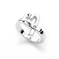 二手品 Tiffany&amp;Co. Loving Heart愛心鑲鑽925純銀戒指