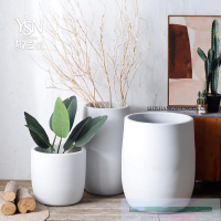 北歐花盆現代簡約花瓶白色黑色陶瓷綠植水培大口徑室內植物裝飾缸