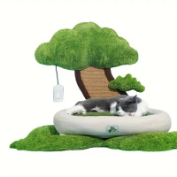 Plush Cat Scratching Post With Bed, Cat Tree Tower For Indoor Cats, Cat Beds Condo,