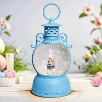 Easter Snow Globe 9.4" Couples Bunny Snow Lanterns with 6Hr Timer Battery or USB Powered Easter Bunn