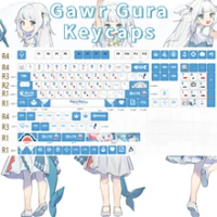 132 Keys/Set Hololive Gawr Gura Anime Cute PBT Keycaps for Cherry MX Switch Keycap for Mechanical Keyboard Game Gift Custom DIY