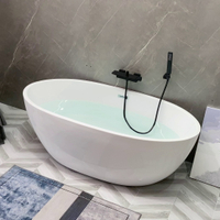 亞克力家用小戶型浴缸恒溫薄邊浴缸獨立式橢圓無縫一體貴妃浴缸