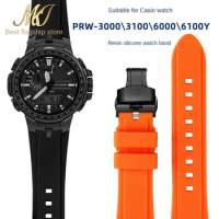 For Casio PROTREK watch strap PRW-6100Y PRW-3000 PRW-3100 PRW-6000Y/YT/FC-1 Men silicone watchband Stainless steel watch buckle