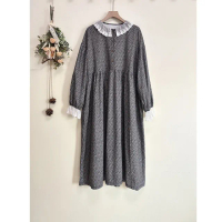 【紐約精品】連身裙日系洋裝(長袖蕾絲領復古小碎花女裙子2色a1ja50)
