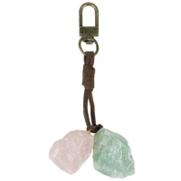 Natural Crystal Raw Mineral Stone Original Keychain Amethyst Pyrite Quartz Geode Keychain Key Ring Car Decor Women Men Gift