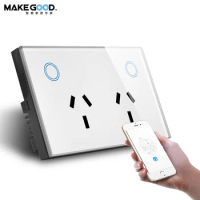 Makegood AU/US Standard Switch, App Control Compatible Alexa Google Home Wifi Double Power Point Socket Smart Home Automation