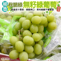 【天天果園】秘魯秋脆綠麝香無籽葡萄3袋(每袋800-900g)
