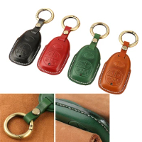 Handmade Leather Motorcycle Key Case Remote Control Sensor Keychain Fob Cover For Vespa GTS300