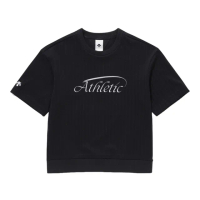 【DESCENTE】迪桑特 JACQUARD 短袖 中LOGO 女士 運動上衣(黑色)