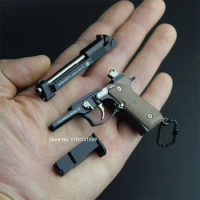 Metal Pistol Gun Miniature Model 1:3 Beretta 92F Glock 17 Colt 1911 Keychain Gun Toys Costume Props Craft Pendant Birthday Gifts