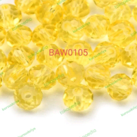 Manik-manik kristal bulat facet 4 mm lemon clear