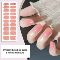 Semi-cured UV Gel Sticker 20Tips French Gel Nail Strips Sliders Adhesive Waterproof Long Lasting Full Cover Gel Nail Decoration