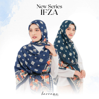 HARRAMU Jilbab Segiempat Motif Ifza Voal Paris Premium Hijab Segi 4 Empat Kerudung Square Laser Cut