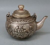 仿古純銅麒麟送子酒壺擺件 水壺茶壺 家居裝飾禮品古玩收藏