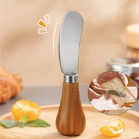 Mini Butter Knife Cheese Spreader Knive Creative Standing Butter Knife Jam Salad Dressing Knife Stainless Steel Wooded Handle