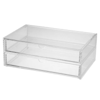 【MUJI 無印良品】可堆疊壓克力附蓋抽屜盒.2層.大/約25.5x17x9.5cm