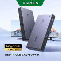 Suis KVM HDMI & USB-C, UGREEN, 4K 60Hz, Penukar 2-dalam-1- keluar, Menyokong 2 Peranti Berkongsi 1 M