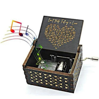 1 Piece Can't Help Falling In Love Wood Music Box, As Shown Antique Engraved Musical Boxes Case For Love One Wooden Music Box