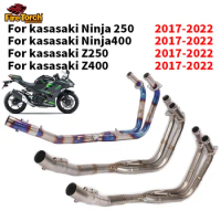 Slip On For Kawasaki Ninja 400 Z400 Z250 Ninja 250 2017- 2022 Motorcycle Titanium alloy Front Mid Link Pipe Exhaust Escape Moto