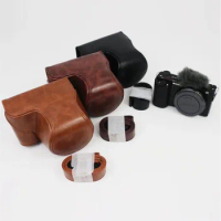 PU Leather Camera Bag Case For Sony ZV-E10 ZVE10 16-50mm Lens Full Body Cover With Shoulder Strap
