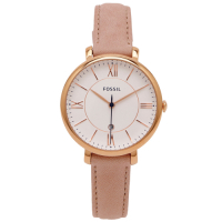 FOSSIL Jacqueline 粉紅優雅風的皮革女性手錶(ES3988)-白面/35mm