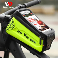 WEST BIKING Bicycle Bag Bike Frame Bag 7.0 inch Phone Case Waterproof Touch Screen MTB Bike Top Tube Handlebar Cycling Bags
