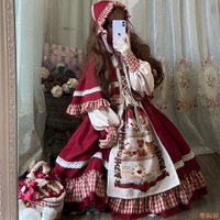 小紅帽洛麗塔Lolita圣誕新年紅斗篷少女op長袖連衣裙