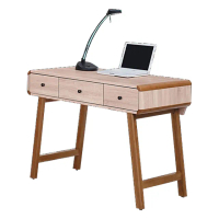 【樂和居】克洛斯白橡色3.5尺三抽書桌(邊條+腳架全實木製)