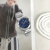 CITIZEN 星辰表 / BM7600-81L / 光動能 八角形 簡約時尚 日期 防水100米 不鏽鋼手錶-藍色 / 41mm