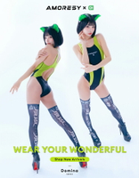 AMORESY｜115 Domina系列-Cosholic Coser 聯名 挖背雙配色 螢光色系 連身泳衣