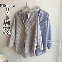 Premium Series GEOVANI Kemeja Salur Wanita Size S M L XL XXL XXXL XXXXL 4XL 2XL 3XL 5XL 2L 3L 4L 5L 