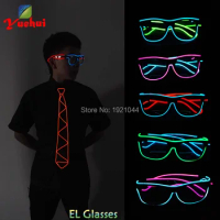 EL Wire Glowing Glasses with Steady on Driver LED Light Up Glasses, Colorful Decoration, 30Pieces, Wholesale