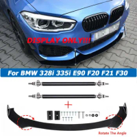 Universal Front Bumper Lip For BMW 328i 335i E90 F20 F21 F30 Spoiler Splitter Body Kit Guards + 15CM Strut Rod Car Accessories