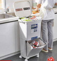 廚房垃圾桶 家用 帶蓋 加厚 加大容量 雙層 廚余幹濕分離 垃圾分類日式