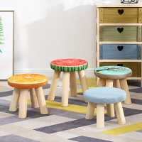 實木矮凳 布藝小凳子創意小板凳矮凳實木客廳沙發凳家用時尚成人圓凳小椅子『XY23990』