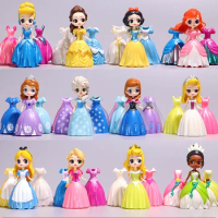 HEROCROSS Disney Princess Toys Frozen Elsa Cinderella Ariel Alice Magic Clip Dress Clothes Change Figures Dolls