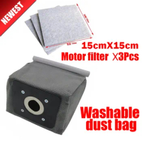 1pcs universal cloth bag+3Pcs motor filter washable reusable vacuum cleaner dust bags for Philips Electrolux LG Samsung etc