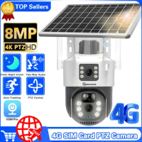 4K 8MP Solar CCTV Solar 4G Wireless CCTV Outdoor Camera Built-in Battery Low Power Color Night Vision,Surveillance Cam V380 Pro