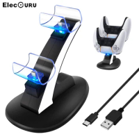 Dual PS5 Controller Charger Playstation 5 DualSense Controller Charging Dock Station Stand Dual USB Fast Charging Station