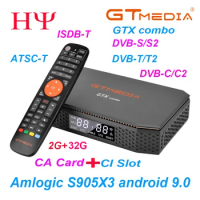 10PCS GTMEDIA GTX Combo 8K S905X3 Android 9.0+DVB-S2X/T/T2/C/C2 ATSC-T ISDB-T CA CI TV BOX satellite tv receiver Set Top Box