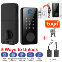 Tuya App Smart Deadbolt Locks Entry Front Door Keyless Fingerprint Keypad Digital Bluetooth-compatible Lock For Home Apartment
