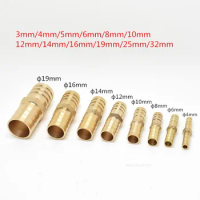 3mm 4mm 6mm 8mm 10mm 12mm 14mm 19mm 25mm Brass Straight Hose Pipe Fitting Equal Barb Gas Copper Barbed Coupler Connector Adapter