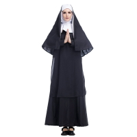 萬聖上新 萬圣節服裝成人女款黑色牧師服瑪利亞神父修女服角色扮演服 雙十一購物節