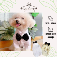 lightweight Sơ mi trắng cho chó mèo yudog sơ mi trắng kèm nơ cho thú cưng chó mèo