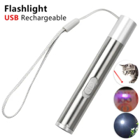3 in1 Red Laser Pointer UV Flashlight Pen USB Rechargeable Powerpoint Multi-function Puntero Tracer Outdoor Accessories